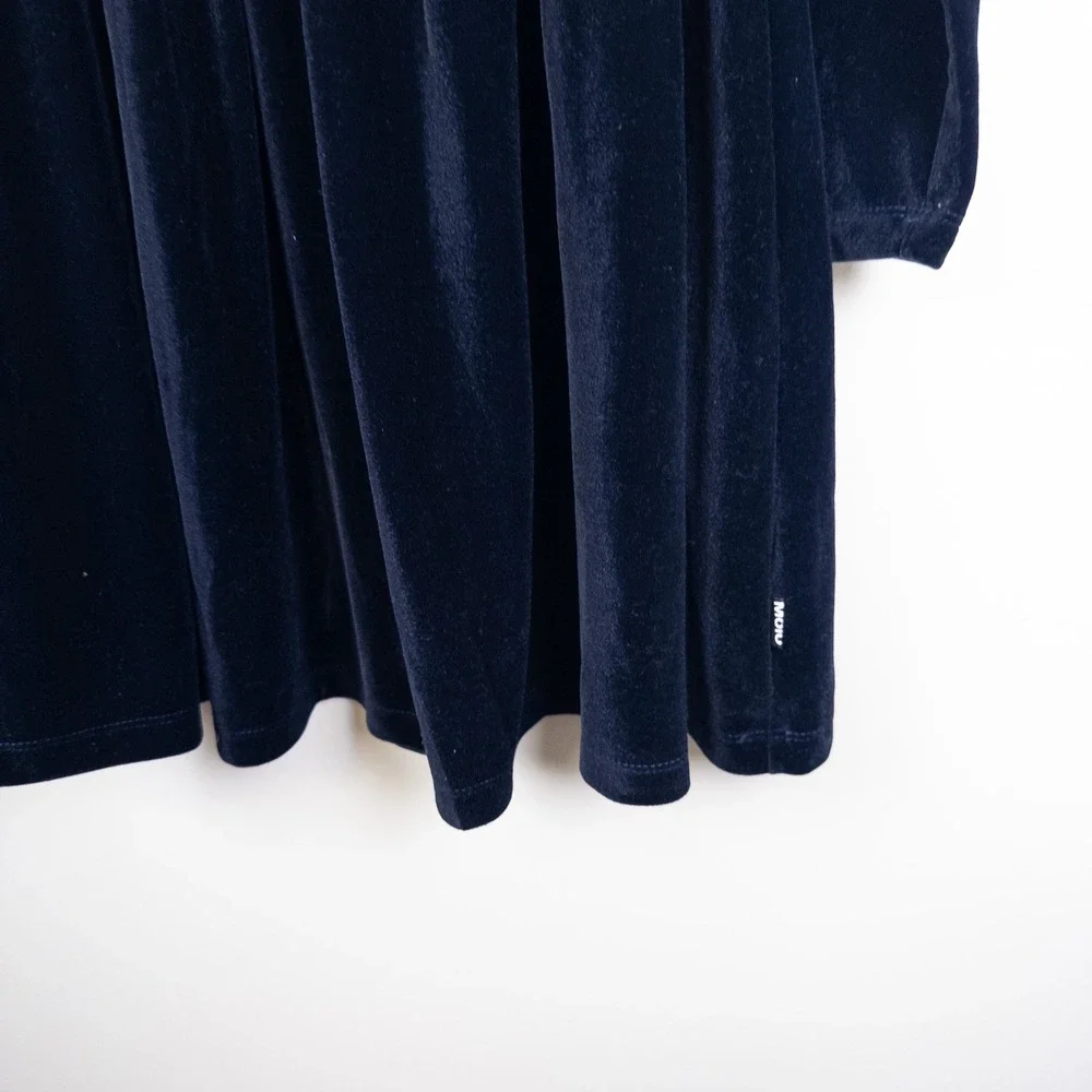 Molo Cyanne‎ Dress Kids 7-8 Navy Blue Velour Ruffle Collar Long Sleeve